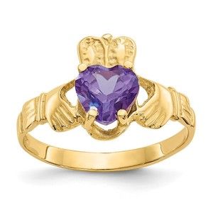 10k Yellow Gold June Birthstone Claddagh Ring, Size 5, Childrens